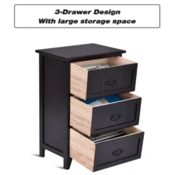 Tangkula 3 Drawers Nightstand End Table Storage Wood Side Bedside Black 12 Tangkula 3 Drawers Nightstand End Table Storage Wood Side Bedside Black -Tangkula Shop GUEST fbe5cc83 2cbb 4a6d b931 0acda61e519c
