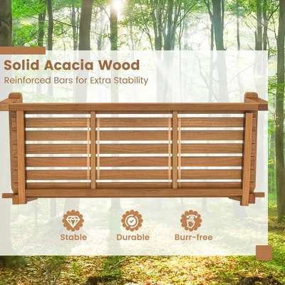 Tangkula 2-Person Acacia Wood Outdoor Porch Swing Patio Hanging Bench Chair Natural 4 Tangkula 2-Person Acacia Wood Outdoor Porch Swing Patio Hanging Bench Chair Natural - Image 4