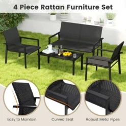 Tangkula 4 PCS Patio Furniture Set Heavy Duty Galvanized Metal Frame Wicker Table Black 15 Tangkula 4 PCS Patio Furniture Set Heavy Duty Galvanized Metal Frame Wicker Table Black -Tangkula Shop GUEST fc2ce401 002e 4427 8b04 9c49b17beee0