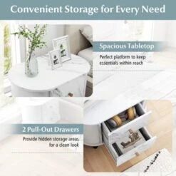 Tangkula 2PCS Nightstand W/ 2 Drawers Faux Marble Bedside Table For Small Space -Tangkula Shop GUEST fc4975d3 50bb 4484 b1ce 01c923af1f1e