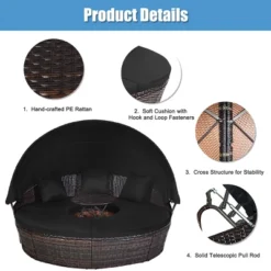Tangkula Outdoor Rattan Round Daybed with Adjustable Table and Canopy 16 Tangkula Outdoor Rattan Round Daybed with Adjustable Table and Canopy -Tangkula Shop GUEST fc57124f df59 471b 95a9 12bf329d498d