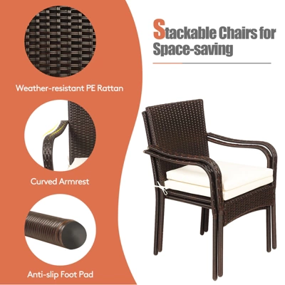 Tangkula 3-Piece Patio Bistro Set with Acacia Wood Coffee Table & Umbrella Hole 9 Tangkula 3-Piece Patio Bistro Set with Acacia Wood Coffee Table & Umbrella Hole - Image 9