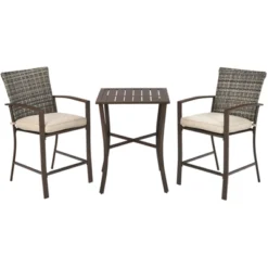 Tangkula 3-Piece Patio Rattan Furniture Set Outdoor Bistro Set Cushioned Chairs & Table Set Gray/Brown -Tangkula Shop GUEST fc9b4d8e 413c 40e9 837d 552fd92f5149