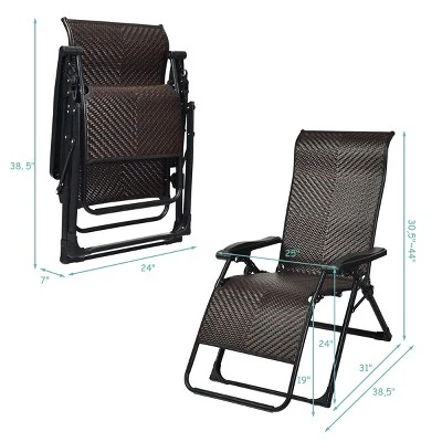 Tangkula Patio Rattan Wicker Recliner Chair Zero Gravity Folding Chaise Lounger 8 Tangkula Patio Rattan Wicker Recliner Chair Zero Gravity Folding Chaise Lounger - Image 8