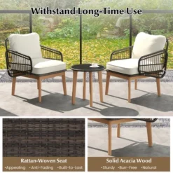 Tangkula 3-Piece Patio Rattan Bistro Set with Acacia Wood Frame 13 Tangkula 3-Piece Patio Rattan Bistro Set with Acacia Wood Frame -Tangkula Shop GUEST fcb6d1f7 b55f 4f59 853e e69102427b65