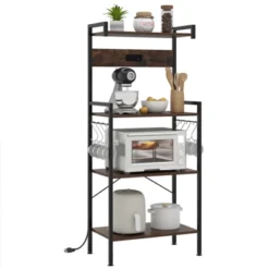 Tangkula Kitchen Bakers Rack W/ Power Outlet 4 Tiers Coffee Bar Table W/ 2 AC Outlets -Tangkula Shop GUEST fccd1cc9 bdac 44d5 b9b5 0a97ee1f5161