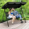 Tangkula 3-Person Outdoor Porch Swing Chair with Adjustable Canopy