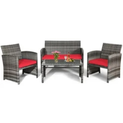 Tangkula 4-Piece Outdoor Patio Furniture Set Rattan Wicker Conversation Sofa Set -Tangkula Shop GUEST fd17fb2d 07ae 4205 8c4f 36381343a3a2 1