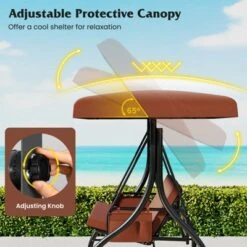 Tangkula 3-Seat Patio Swing W/ Canopy & Removable Cushions & Side Pockets Stand -Tangkula Shop GUEST fd67b1d3 88bc 4661 ba99 916e812a2d2a