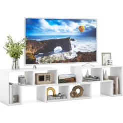 Tangkula 3 PCS Adjustable TV Stand Minimalist Entertainment Center For 43 55 60 65 Inch TV Media Console Table Brown/Black/White -Tangkula Shop GUEST fd996286 c1e5 4438 8862 1973f83287d8