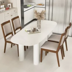 Tangkula Modern Dining Chair Set Of 4 Upholstered Kitchen Chair W/ Padded Backrest & Seat