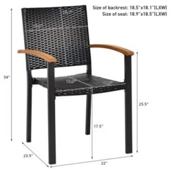 Tangkula Patio Rattan Dining Armchair Set of 4 – Wicker Chairs with Acacia Wood Armrests -Tangkula Shop GUEST fdab9ca9 81e8 4796 bb86 ae1ddcc2c35a