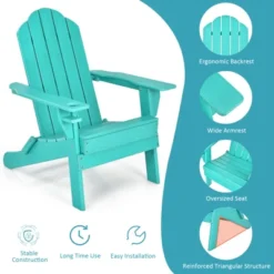 Tangkula 2PCS Folding Adirondack Chair Outdoor Adirondack Chair Weather Resistant Lounger For Backyard Porch Poolside Turquoise/Grey/White/Black -Tangkula Shop GUEST fddf9094 e896 4668 b2ff abfb98de397f