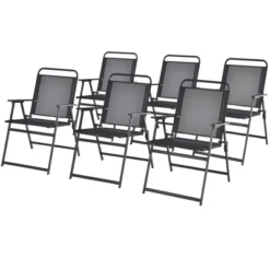 Tangkula Set of 6 Heavy-Duty Metal Folding Chairs with Armrests - Black -Tangkula Shop GUEST fe0ac29a 354c 406b 9cc5 f06b6431f336