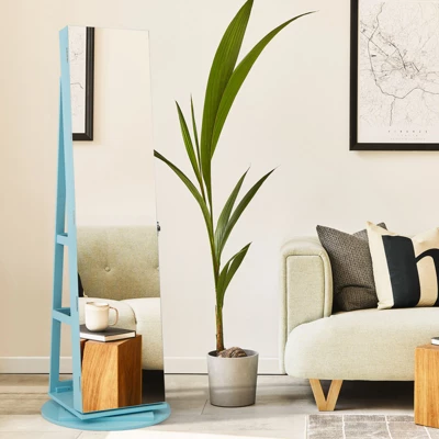 Tangkula 360° Rotating Mirrored Jewelry Cabinet Armoire 3 Color LED Modes Lockable 1 Tangkula 360° Rotating Mirrored Jewelry Cabinet Armoire 3 Color LED Modes Lockable