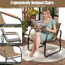 Tangkula 3-Piece Bistro Set Patio Chairs & Side Table W/ Storage Basket Breathable Mesh Fabric -Tangkula Shop GUEST fe1aefd7 e96d 4382 8287 8cfc07a25ed2