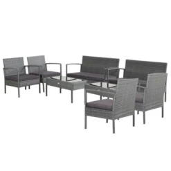Tangkula Patio Rattan 4PCS/8PCS Cushioned Chair Side Table Classic Furniture Set Bistro Set Single Sofa Thick Cushion Loveseat For Garden Grey 19 Tangkula Patio Rattan 4PCS/8PCS Cushioned Chair Side Table Classic Furniture Set Bistro Set Single Sofa Thick Cushion Loveseat For Garden Grey -Tangkula Shop GUEST fe34ce6c 0aa7 4f52 8a02 c6cad7cc9b8b