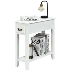 Tangkula White 2 Tier Narrow Nightstand End Bedside Sofa Side Table With Drawer And Shelf 7 Tangkula White 2 Tier Narrow Nightstand End Bedside Sofa Side Table With Drawer And Shelf -Tangkula Shop GUEST fe365cef 2078 4ec2 b5d6 99d4f9679fa4