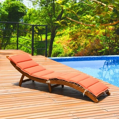 Tangkula Set Of 2 Folding Wood Lounge Outdoor Wooden Chaise Chair With Cushion 8 Tangkula Set Of 2 Folding Wood Lounge Outdoor Wooden Chaise Chair With Cushion - Image 8
