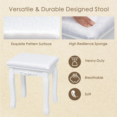 Tangkula Mirrored Vanity Table Set Lighted Makeup Dresser W/ Drawers 5 Tangkula Mirrored Vanity Table Set Lighted Makeup Dresser W/ Drawers - Image 5