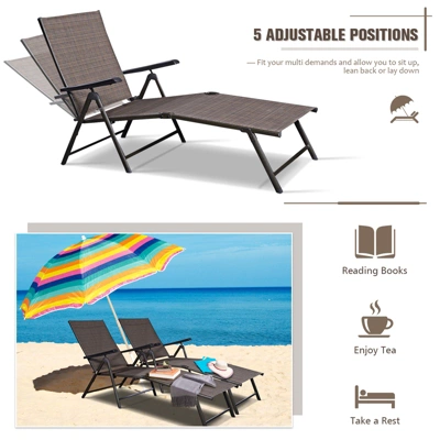 Tangkula 2PCS Chaise Lounge Adjustable Patio Poolside Recliner Chair Outdoor 6 Tangkula 2PCS Chaise Lounge Adjustable Patio Poolside Recliner Chair Outdoor - Image 6