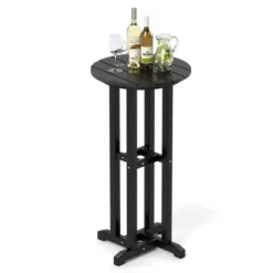 Tangkula 21.5" Round Bar Table Patio HDPE Bar Height Dining Table W/ Slatted Tabletop -Tangkula Shop GUEST ff175b0d 4b2c 4913 a2e8 dd5a58e20120