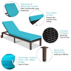 Tangkula Patio Rattan Lounge Chair Outdoor Cushioned Chaise Height Adjustable Turquoise -Tangkula Shop GUEST ff981b5c b818 4886 a907 bb1c943c29f9
