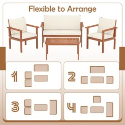 Tangkula 8 Pieces Patio Furniture Set, Acacia Wood Porch Chairs W/ Table -Tangkula Shop GUEST ffbfc201 b39e 4451 a8e3 46736aeaed9e