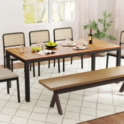 Tangkula Patio Dining Table For 8 79" Large Rectangle Table W/ Acacia Wood Tabletop -Tangkula Shop GUEST ffc5fb40 c553 4769 9ea1 e2d123d0fbff