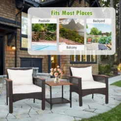 Tangkula 3PCS Patio Conversation Furniture Set PE Rattan Sofa Set W/Wood Top Table 16 Tangkula 3PCS Patio Conversation Furniture Set PE Rattan Sofa Set W/Wood Top Table -Tangkula Shop GUEST ffefddf8 e15e 4fac b3c8 b49c4bf818f5