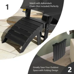 Tangkula Outdoor Adirondack Chair W/Ergonomic Design&Ottoman Lounge Armchair HDPE Chair For Yard&Patio Black/Grey/Turquoise/White -Tangkula Shop GUEST fff75152 8ca1 4f98 8bb7 9c699a0c5329