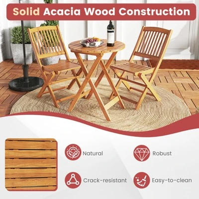 Tangkula Patio Folding Chair Set Of 4 Portable Acacia Wood Dining Chairs With High Back & Seat Cushions Beige/Navy/Red 6 Tangkula Patio Folding Chair Set Of 4 Portable Acacia Wood Dining Chairs With High Back & Seat Cushions Beige/Navy/Red - Image 6